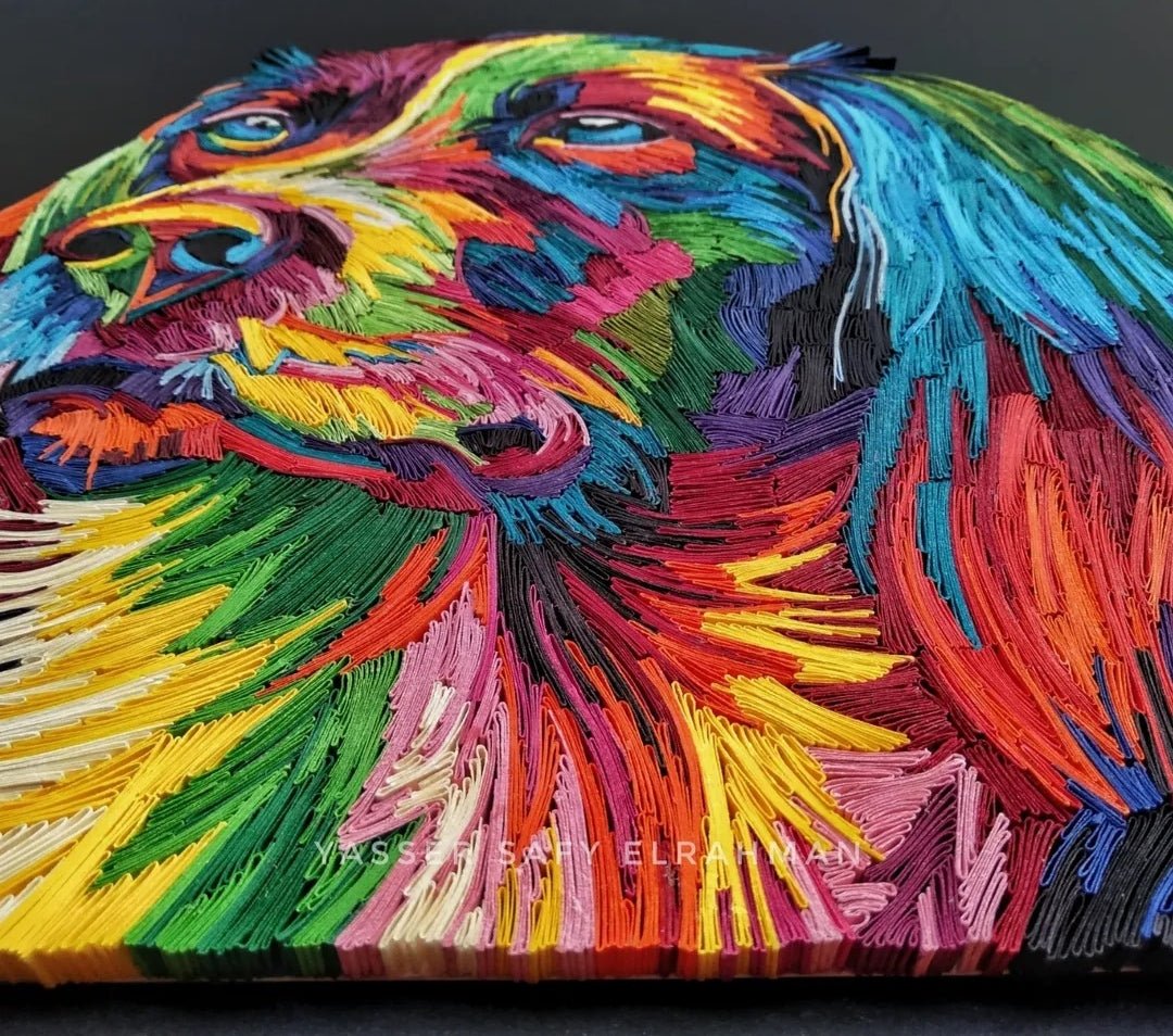 Abstract artwork titled Cassiopea: A Symphony of Loyal Colors by Yasser Safy Elrahman, featuring vibrant, colorful brushstrokes.