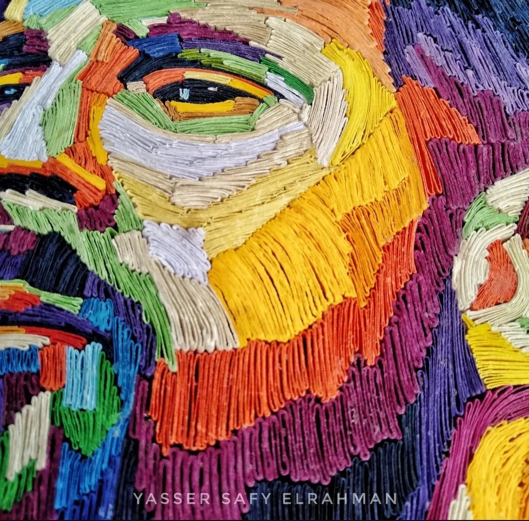 Artwork titled Messi: The Blueprint of Greatness by Yasser Safy Elrahman, featuring a detailed artistic depiction of Lionel Messi.