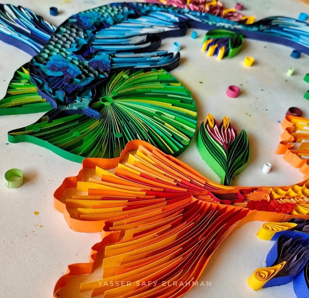 Abstract artwork titled "The Flow: The Art of Letting Go" by Yasser Safy Elrahman, featuring flowing shapes and calming colors.