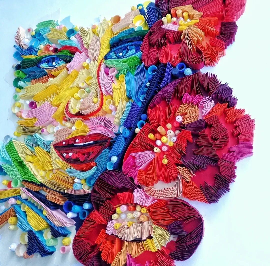 Abstract artwork titled "The Woman in Colors: A Spectrum of Soul" by Yasser Safy Elrahman, featuring vibrant, colorful human figure art.