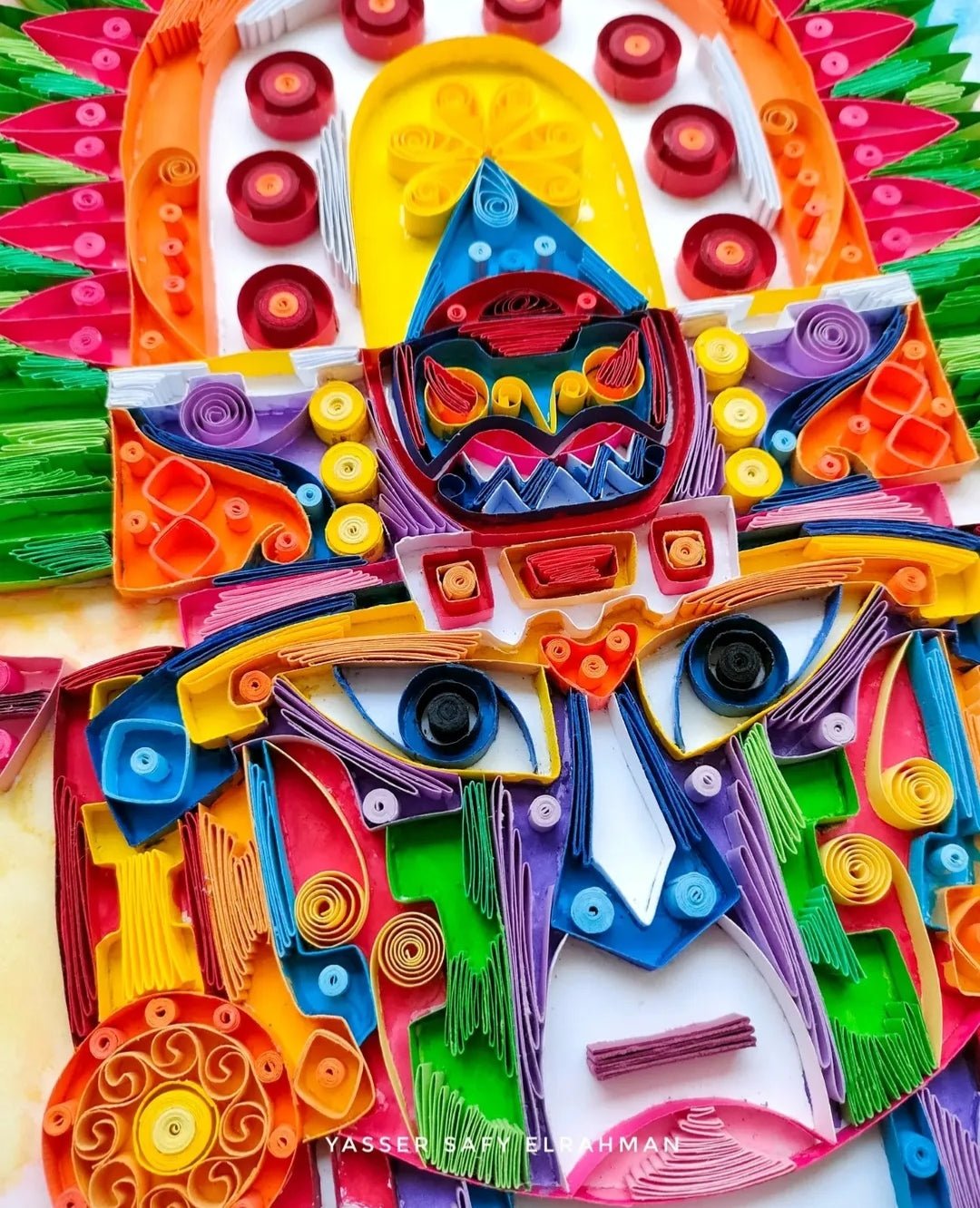 Ancient Echoes Mayan mask artwork by Yasser Safy Elrahman showcasing detailed traditional Mayan design.