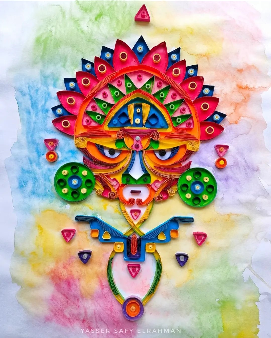Ancient Mayan Mask artwork from Yasser Safy Elrahman’s Ancient Echoes: The Mayan Mask Collection, detailed and vibrant.