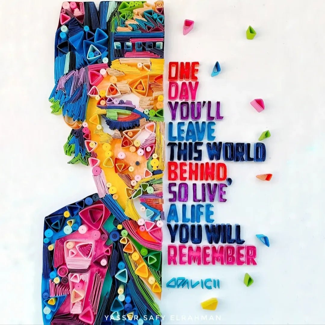 Artwork by Yasser Safy Elrahman titled "Avicii: A Life You Will Remember" featuring a vivid, artistic depiction of Avicii.
