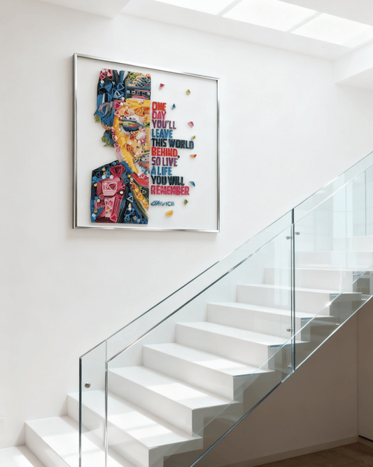 Artwork titled "Avicii: A Life You Will Remember" by Yasser Safy Elrahman, featuring a vibrant, artistic portrait of Avicii.