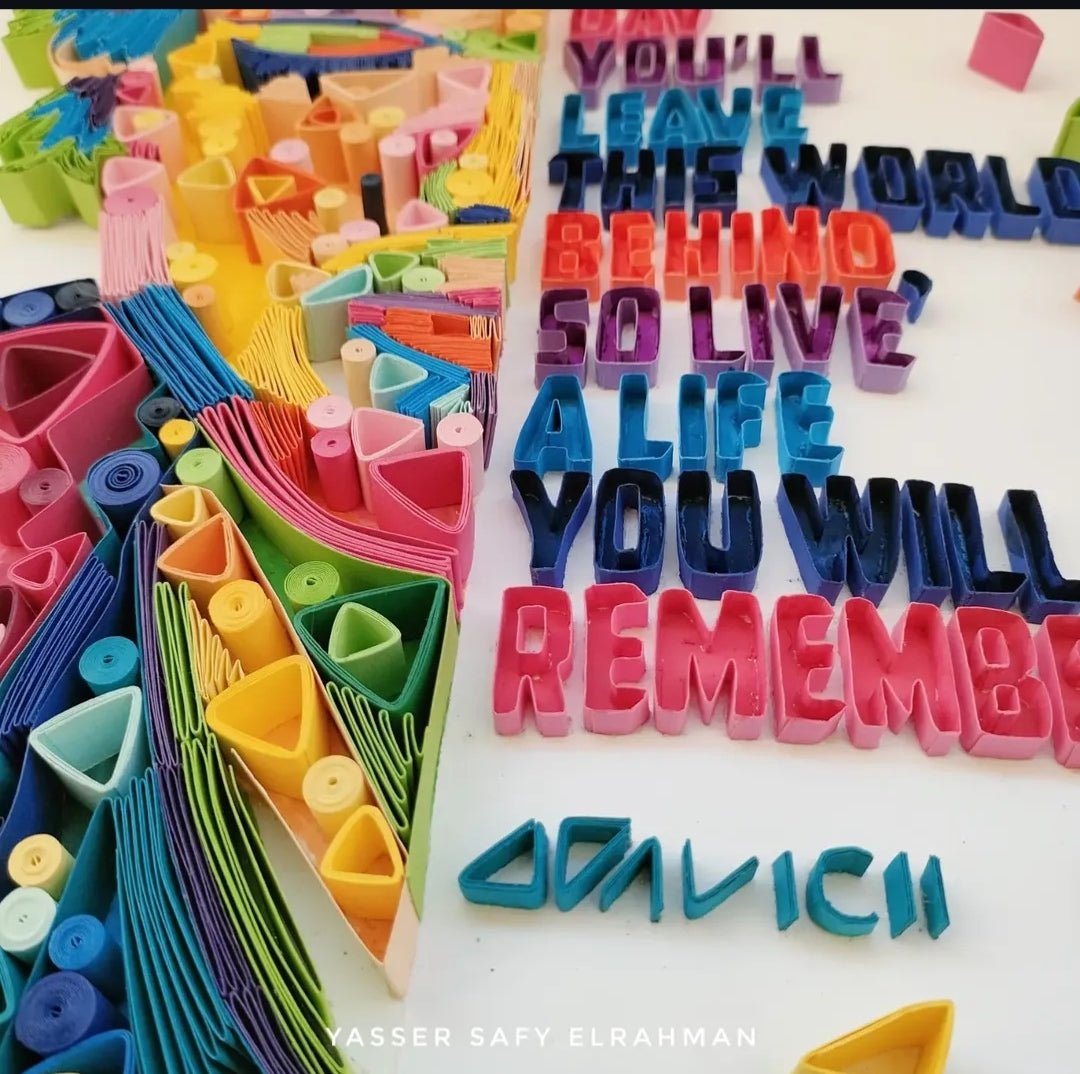 Artwork titled "Avicii: A Life You Will Remember" by Yasser Safy Elrahman, featuring vibrant and expressive visual art of the musician.