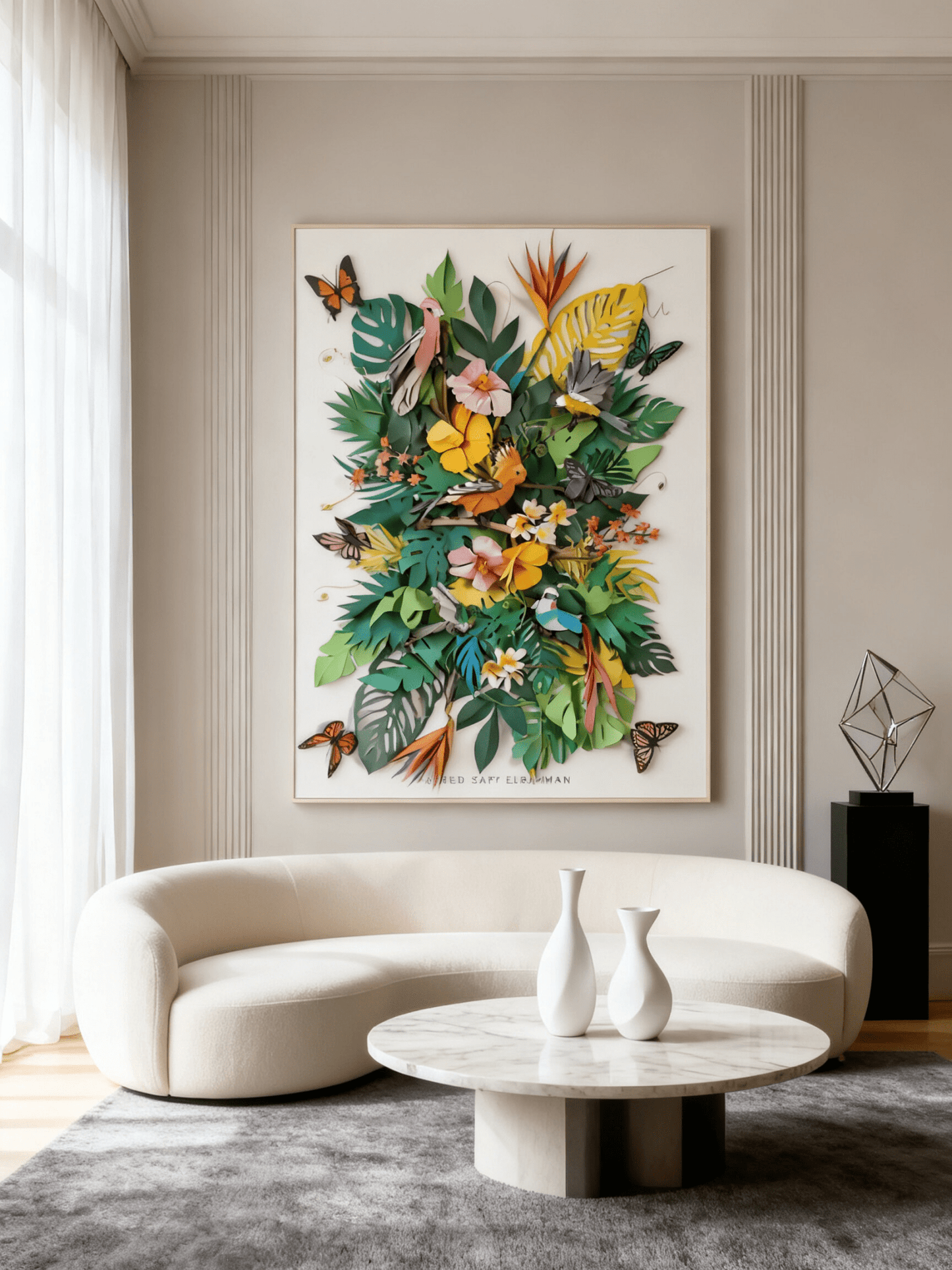 Colorful artwork of tropical birds in Aden, featuring vibrant illustrations by Yasser Safy Elrahman.