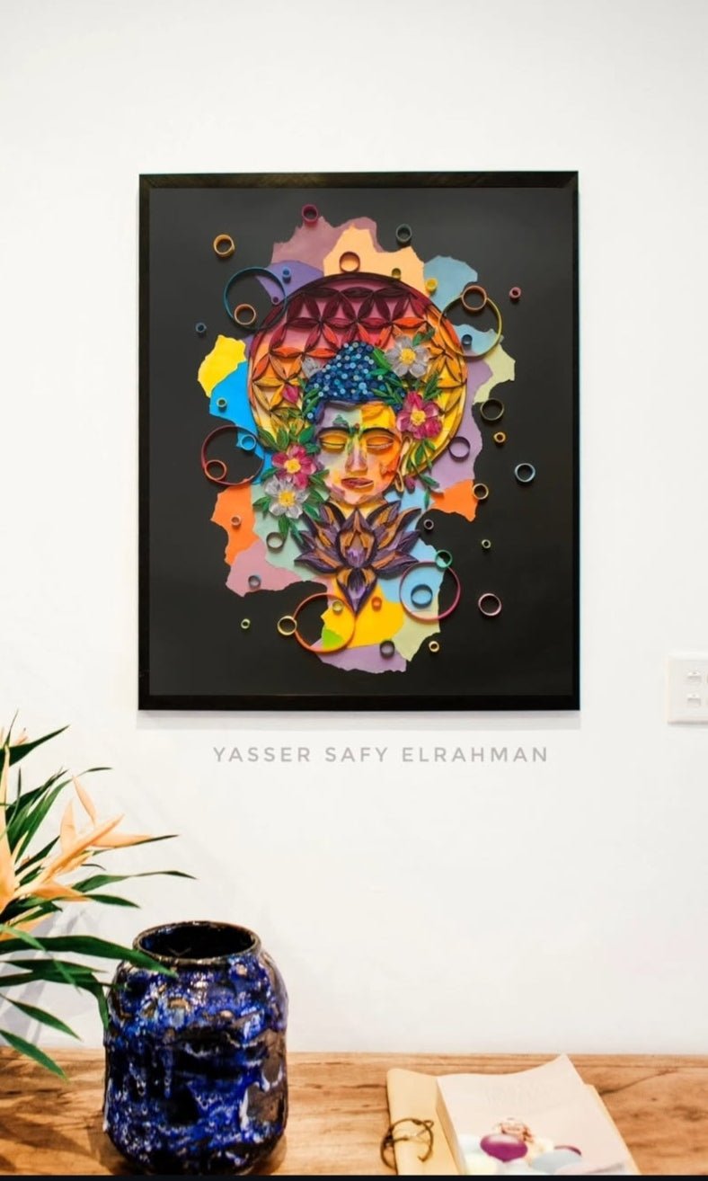 Artwork titled Buddha: The Architecture of Thought by Yasser Safy Elrahman, featuring a detailed and contemplative Buddha sculpture.