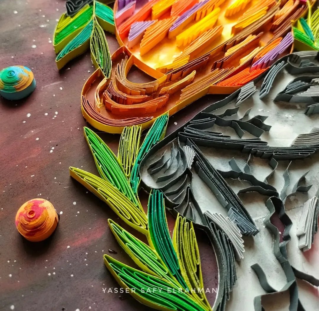Detailed artwork of David's astrology portrait titled Cosmic Glance by Yasser Safy Elrahman featuring cosmic and celestial elements.