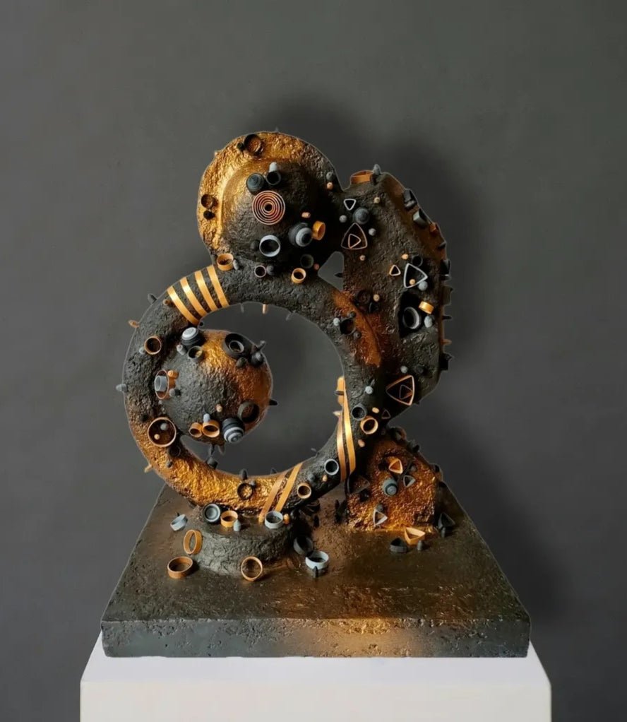 Yasser Safy Elrahman darkening of the light sculpture featuring abstract dark and light forms in a modern art design
