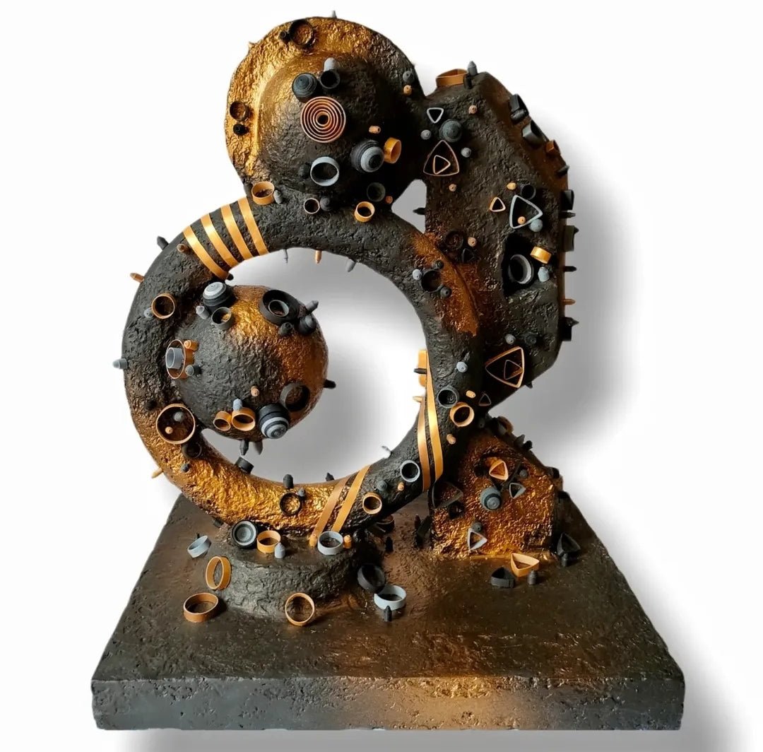 Darkening of the Light sculpture by Yasser Safy Elrahman, featuring abstract shapes and shadowed details in a modern art style.