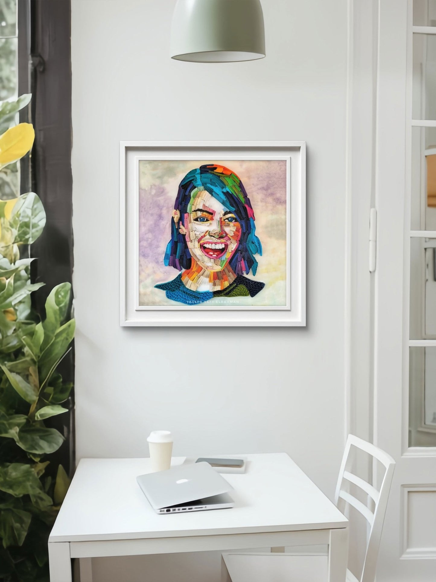 Artwork of Emma Stone titled The Symphony of Expression by Yasser Safy Elrahman, showcasing a detailed portrait in vibrant colors.