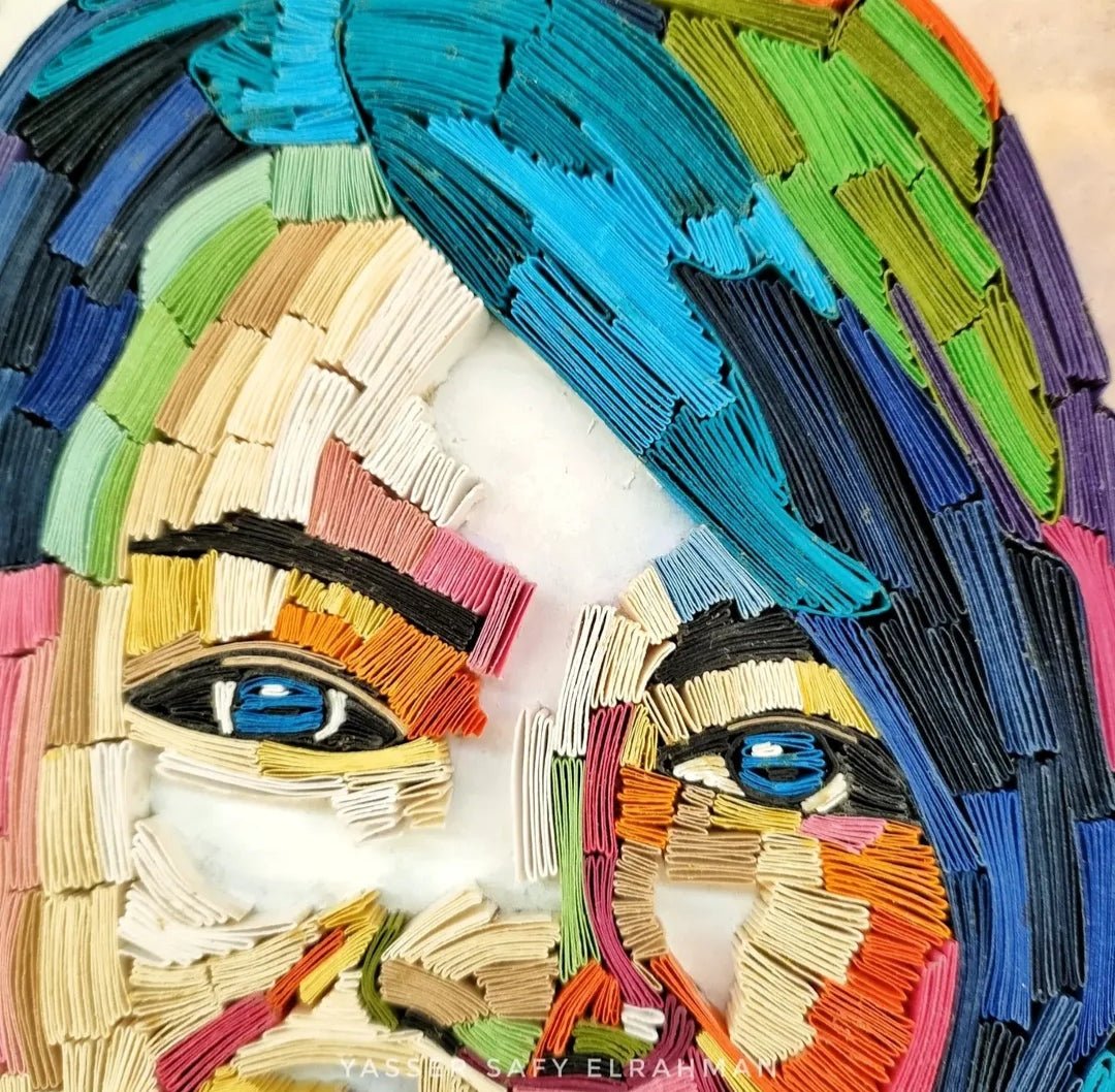 Artwork of Emma Stone titled The Symphony of Expression by Yasser Safy Elrahman, showcasing a detailed portrait with vibrant colors.