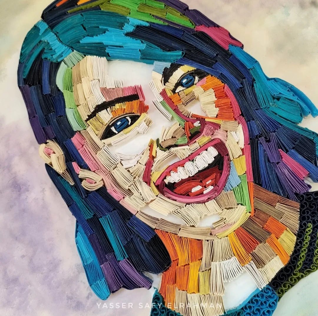 Artwork of Emma Stone titled The Symphony of Expression by Yasser Safy Elrahman, showcasing a colorful portrait.