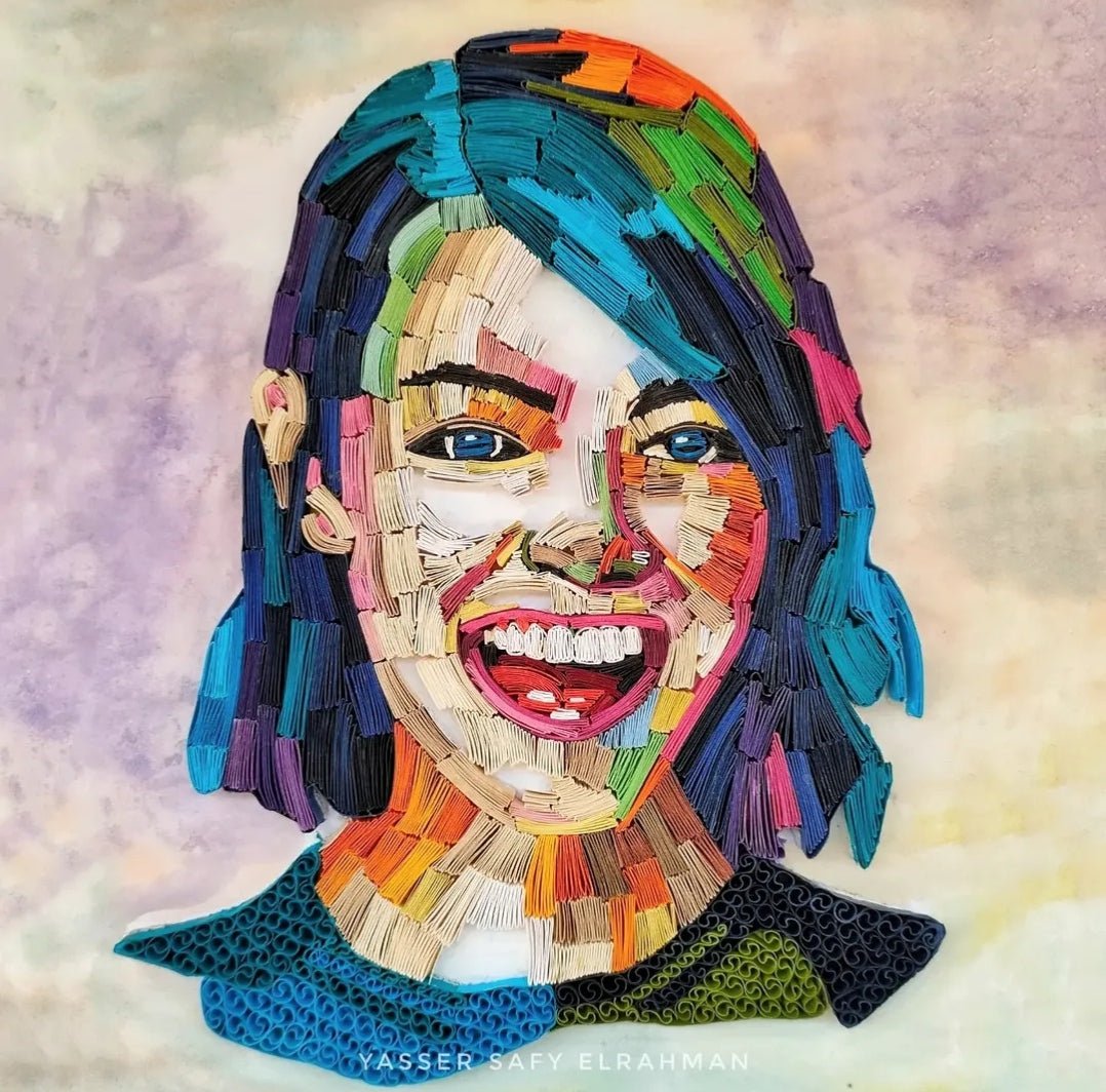 Artwork of Emma Stone titled The Symphony of Expression by Yasser Safy Elrahman, showcasing a vibrant and detailed portrait.