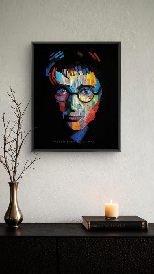 Harry Potter-themed artwork by Yasser Safy Elrahman featuring a magical scene with dark, mystical elements from the Wizarding Wonders display.