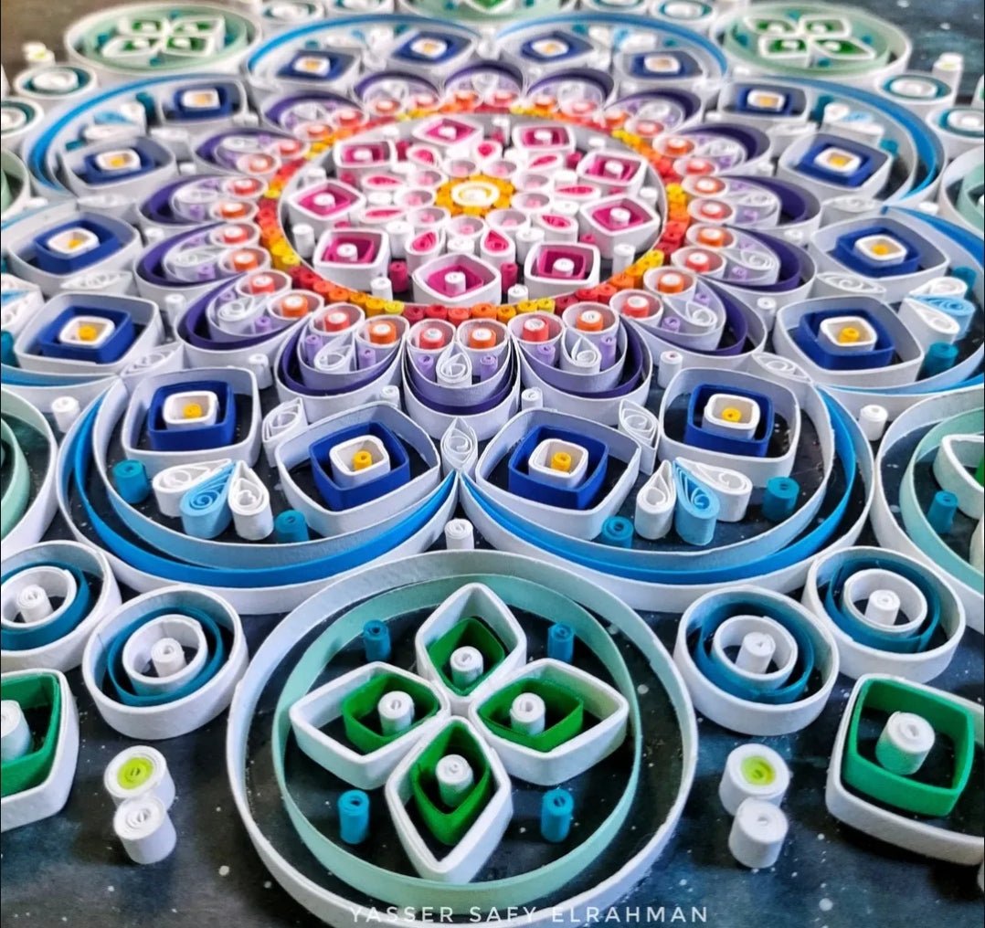 Sacred Mandala Art featuring intricate mystical geometric patterns by Yasser Safy Elrahman, showcasing detailed sacred geometry artwork.