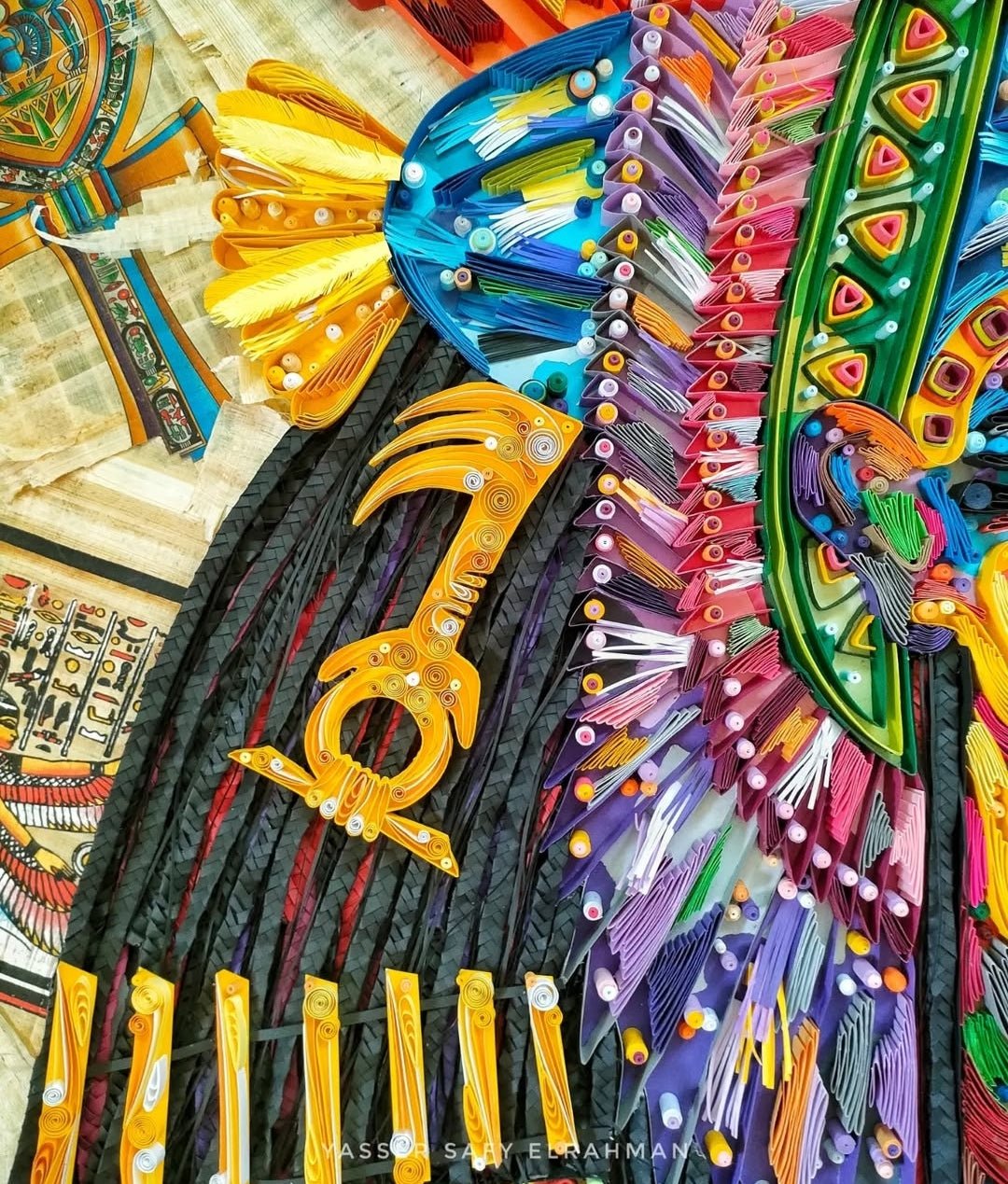Artwork by Yasser Safy Elrahman titled "Nefertari: She is the one for whom the sun shines," featuring a detailed illustration of Nefertari.