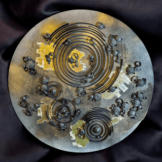 Abstract artwork titled "RA Neb: The Rise of Consciousness" by Yasser Safy Elrahman, depicting primordial emergence of awareness.