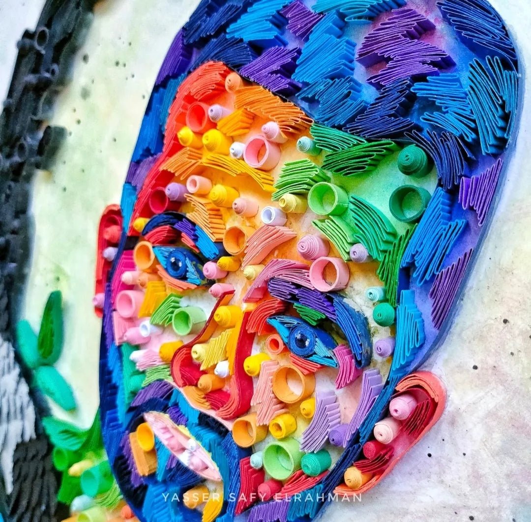 Self-Portrait artwork by Yasser Safy Elrahman titled "The Convergence of Myth & Soul," featuring a detailed, expressive portrait.