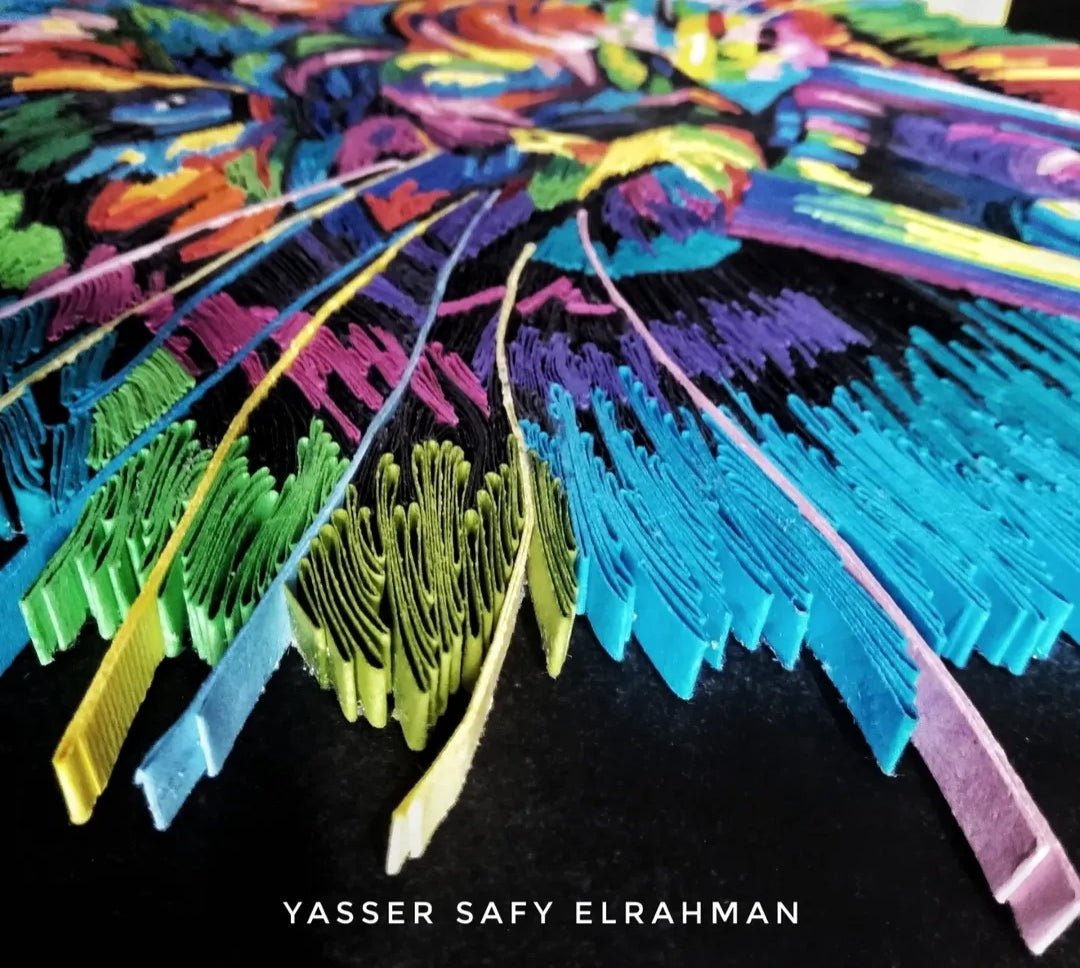 Colorful tiger artwork titled Taigilo: The Sovereign Flare by Yasser Safy Elrahman, featuring vibrant hues and intricate details.