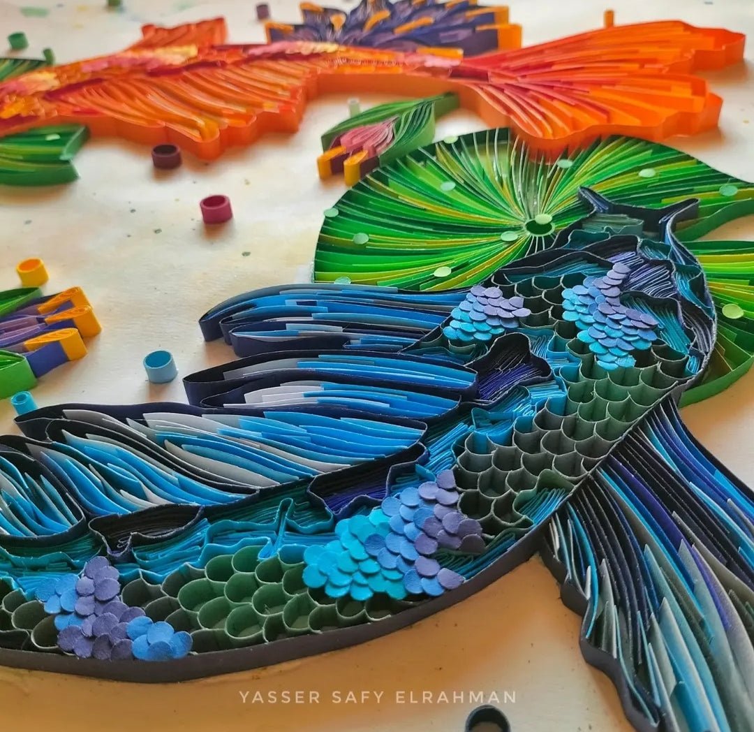 Abstract artwork titled "The Flow: The Art of Letting Go" by Yasser Safy Elrahman, showcasing vibrant colors and flowing brushstrokes.