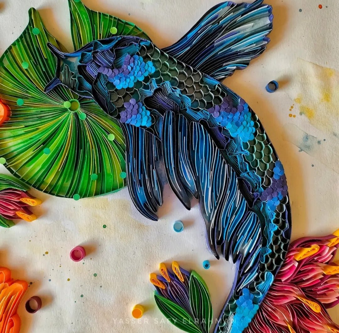 Abstract artwork titled "The Flow: The Art of Letting Go" by Yasser Safy Elrahman featuring flowing, colorful brushstrokes.