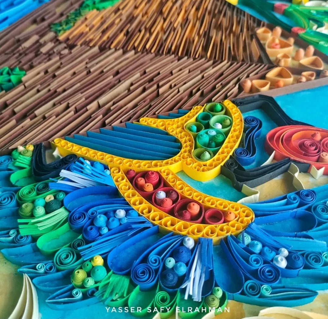 Detailed artwork of The Great Pyramid: Guardians of the Nile by Yasser Safy Elrahman, showcasing ancient Egyptian pyramid and river scenes.