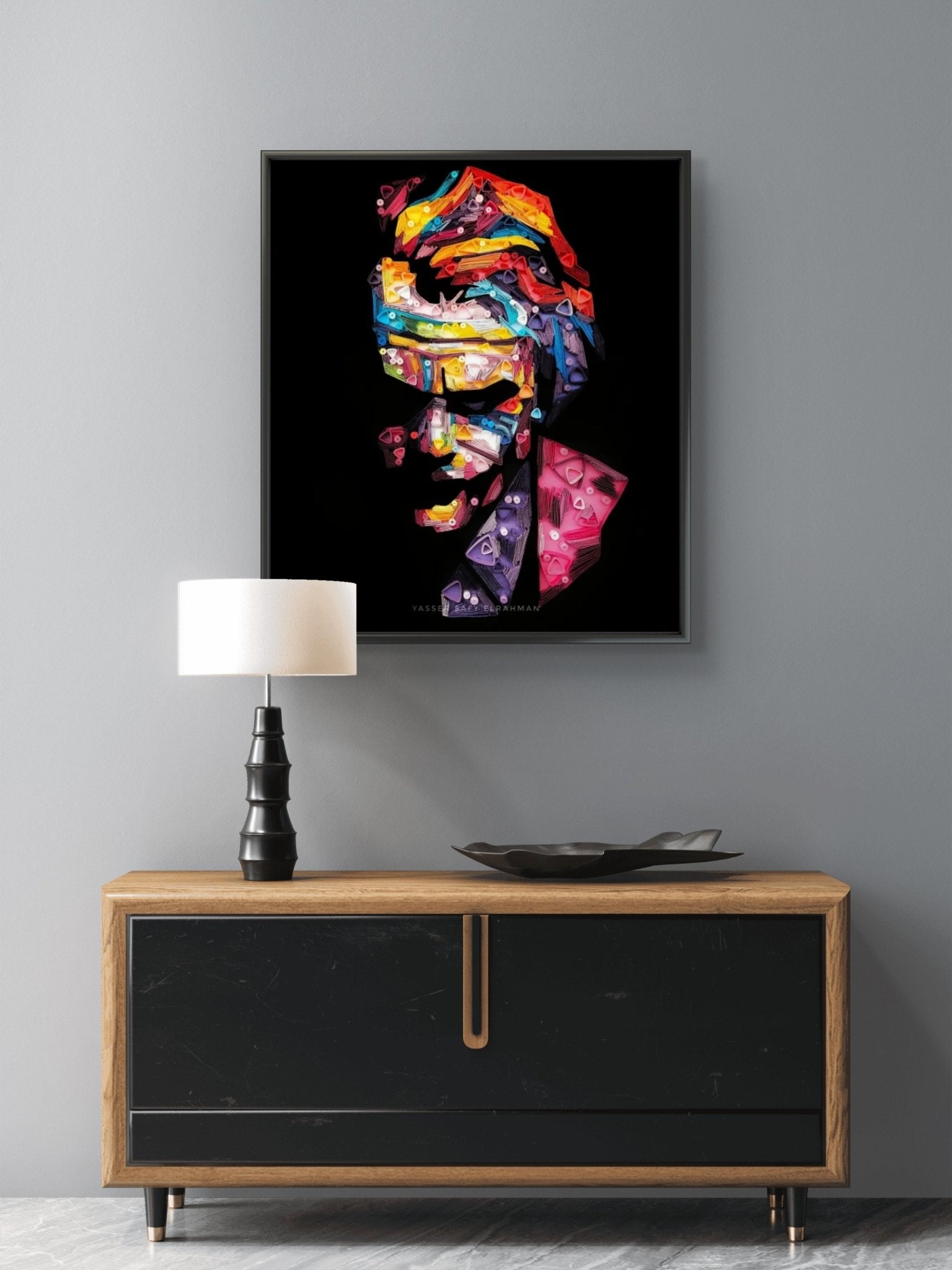 Paper quilling artwork of The Joker: Chaos in Colors by Yasser Safy Elrahman, featuring vibrant, intricate paper designs.