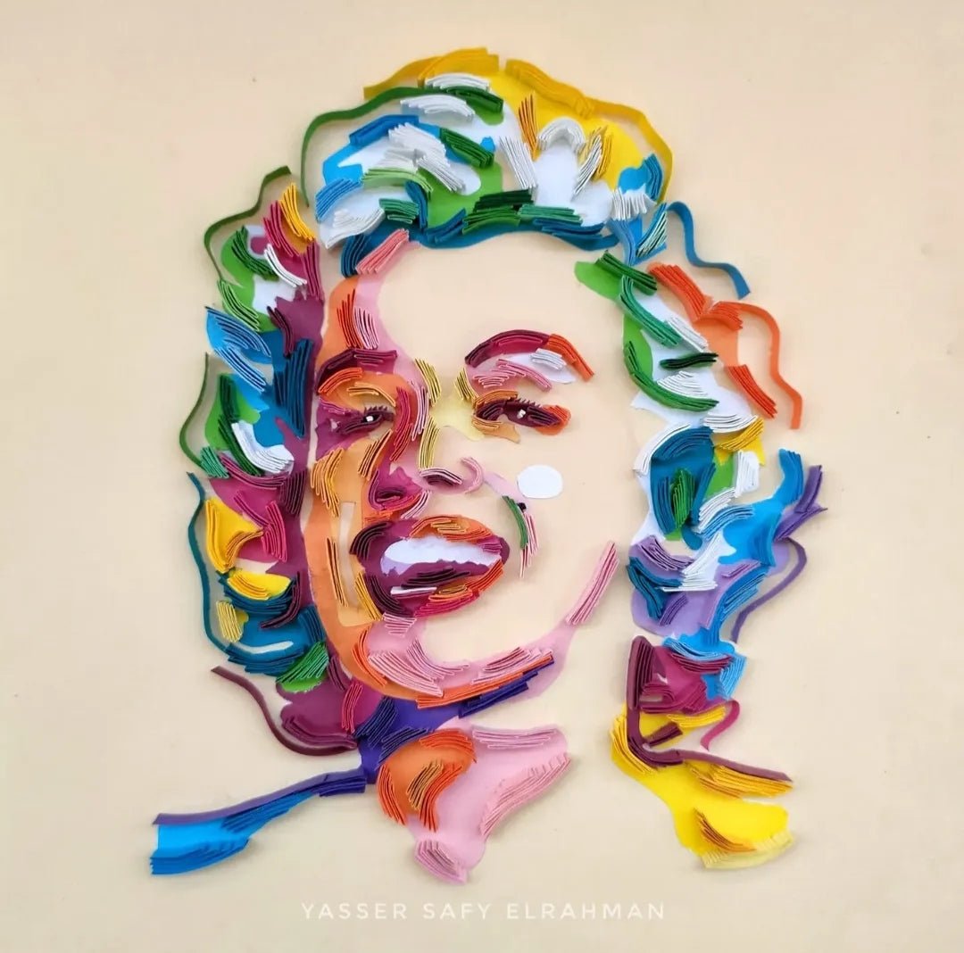 Artwork of Marilyn Monroe portrait by Yasser Safy Elrahman, showcasing timeless glamour and classic Hollywood elegance.