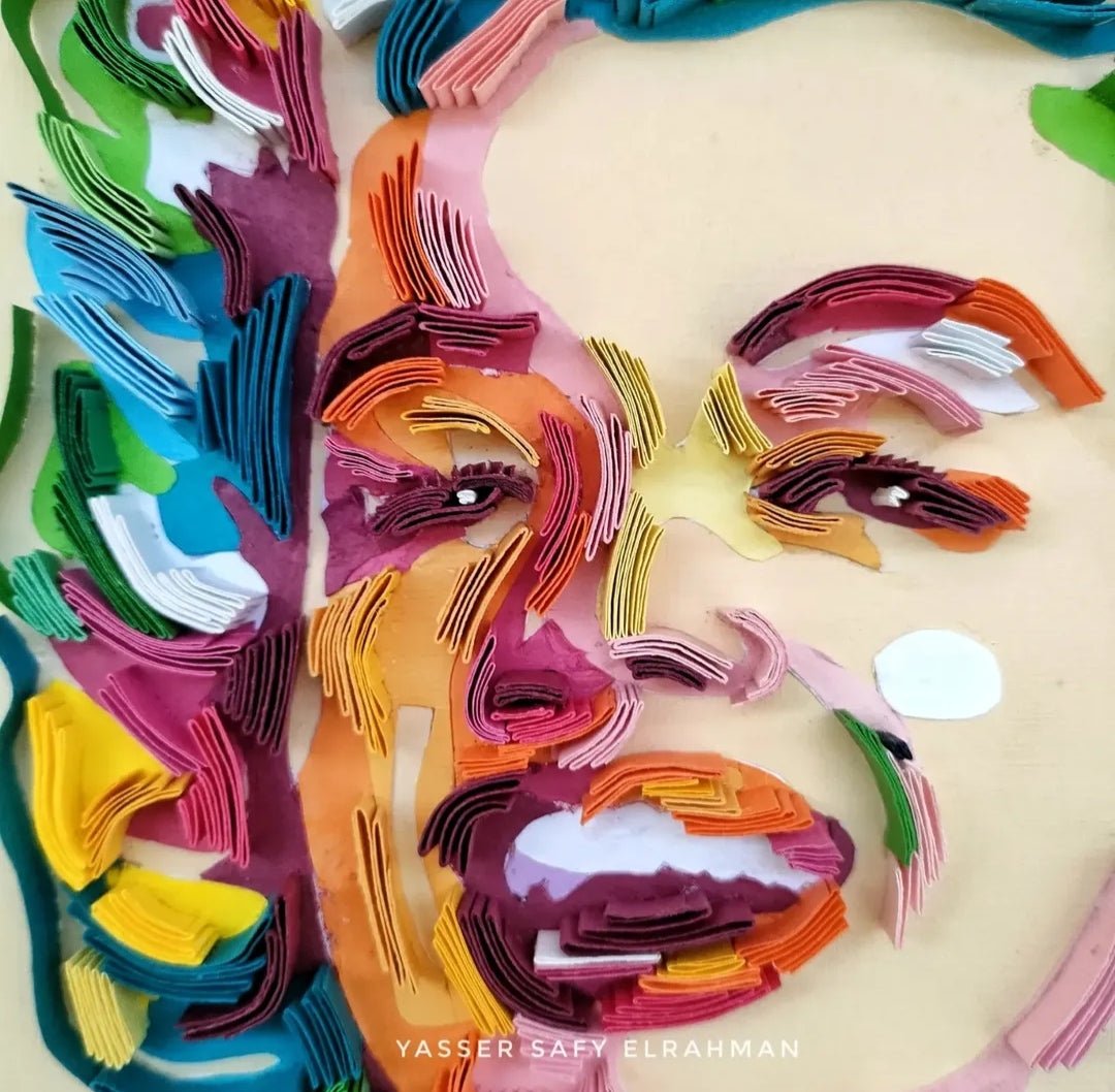 Artwork of Marilyn Monroe portrait by Yasser Safy Elrahman, showcasing timeless glamour and classic Hollywood style.