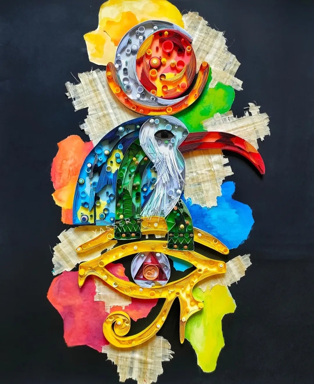 Artwork titled Trismegistus: The Alchemy of Awareness by Yasser Safy Elrahman, featuring mystical, abstract imagery inspired by alchemy.