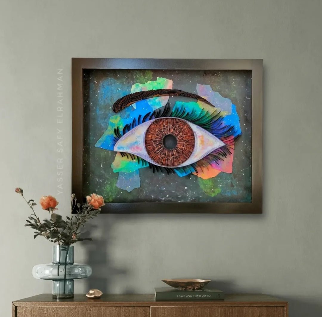 Yasser Safy Elrahman’s artwork "Universe's Eye: The Witness of Magnificence" featuring cosmic and celestial imagery.