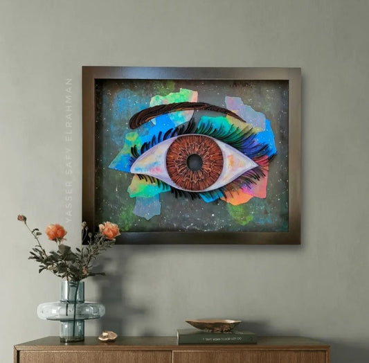 Yasser Safy Elrahman’s artwork "Universe's Eye: The Witness of Magnificence" featuring cosmic and celestial imagery.