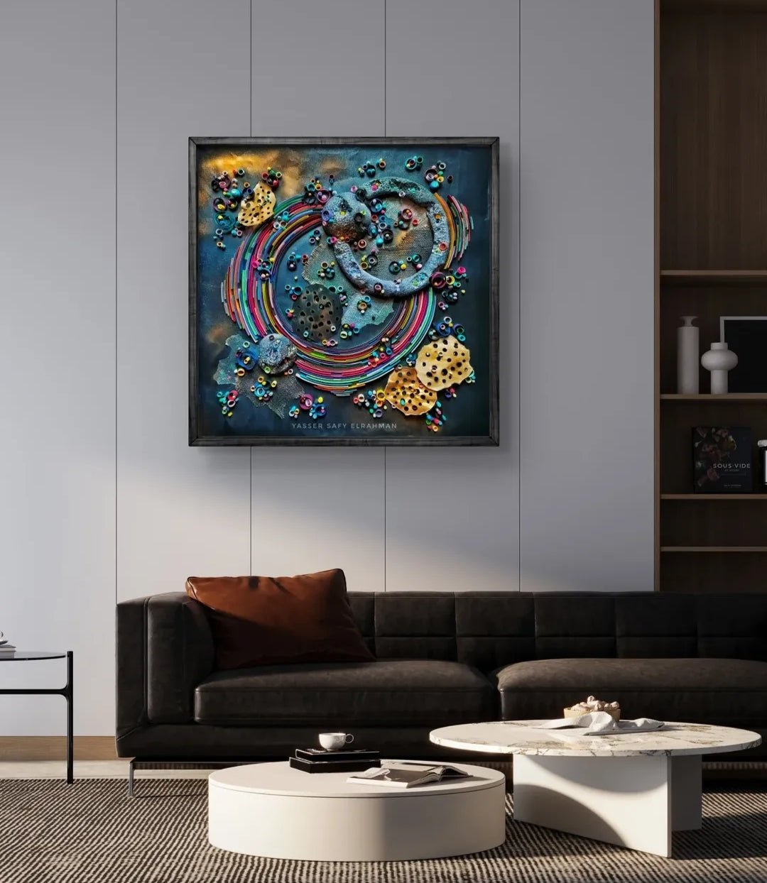 Yasser Safy Elrahman's artwork titled Zhong Fu Secrets: Unveiling the Truth, featuring intricate artistic design and vibrant colors.
