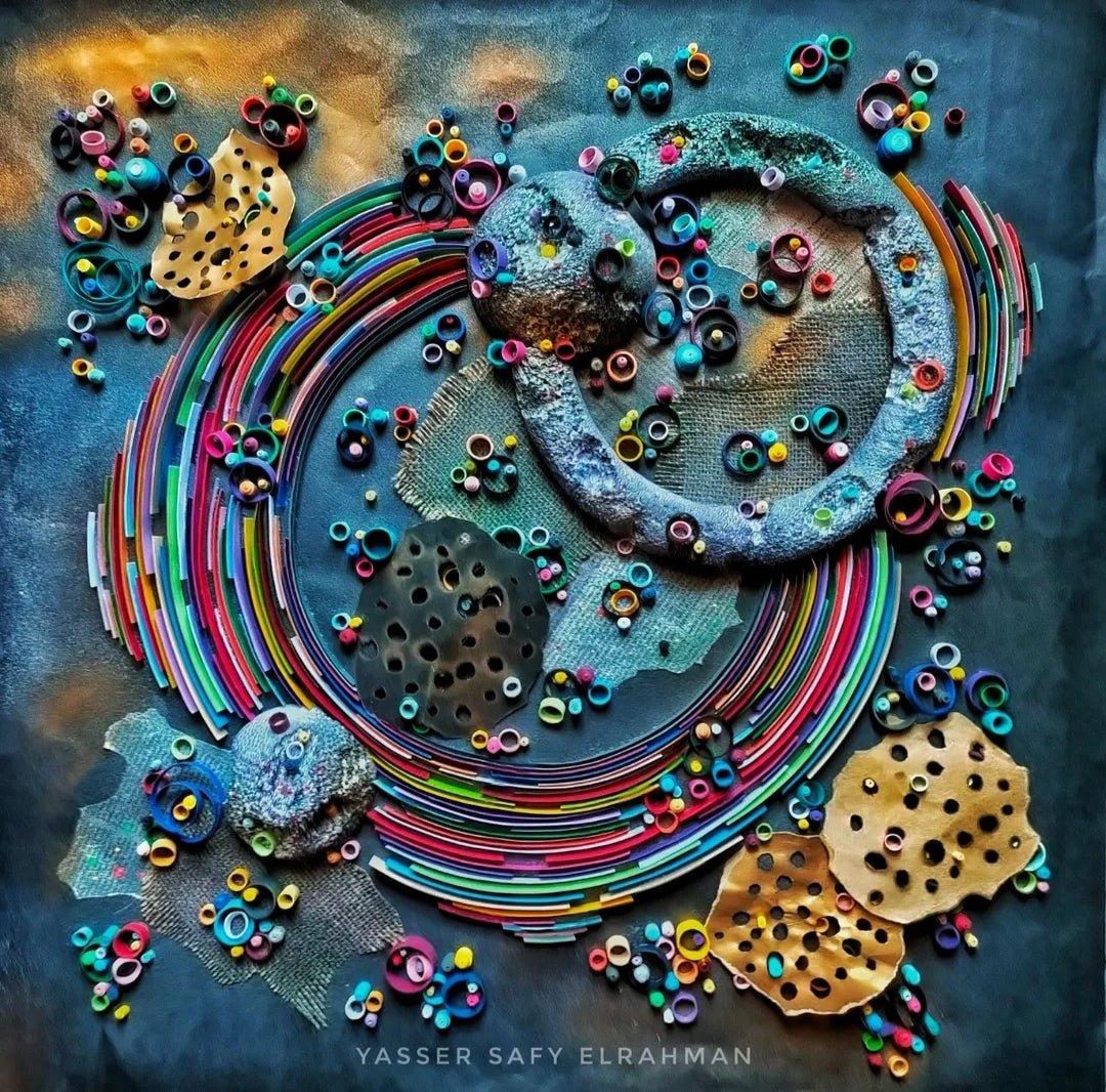 Yasser Safy Elrahman's artwork titled "Zhong Fu Secrets: Unveiling the Truth" featuring intricate, symbolic visual elements.